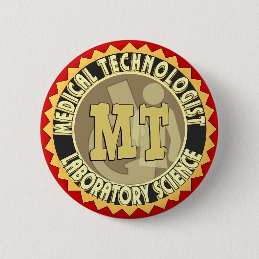 MT BADGE MEDISCHE TECHNOLOGIST - LABORATORIUM RONDE BUTTON 5,7 CM (Voorkant)