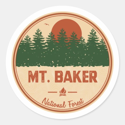 Mt. Baker National Forest Ronde Sticker (Voorkant)
