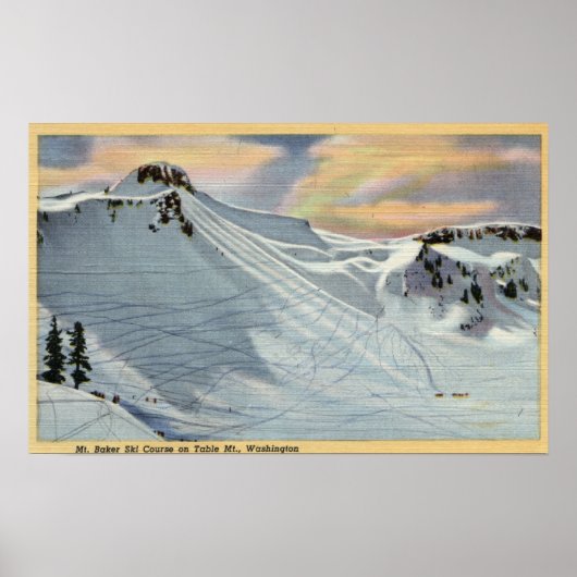 Mt. Baker, Washington - Uitzicht van Mt. Baker Ski Poster (Voorkant)