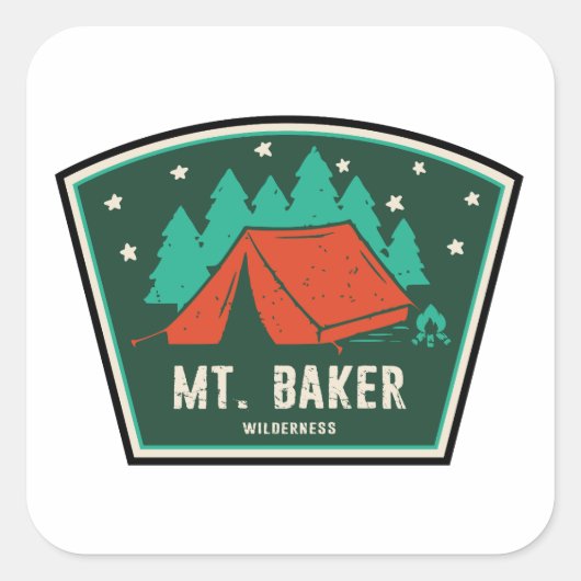 Mt. Baker Wilderness Washington Kamperen Vierkante Sticker (Voorkant)