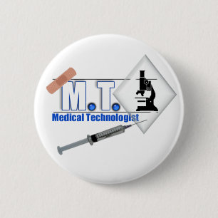 MT BLUE W/ MICROSCOPE - MEDISCH TECHNOLOGISCH LAB RONDE BUTTON 5,7 CM