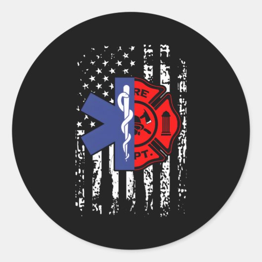 MT brandweerman Amerikaanse vlag terug PRI Ronde Sticker (Voorkant)