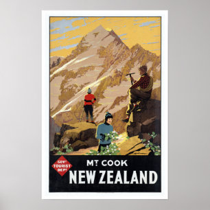 Mt.Cook New Zealand - Vintage Travel Art Poster