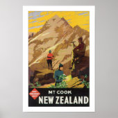 Mt Cook New Zealand (wit) Poster (Voorkant)