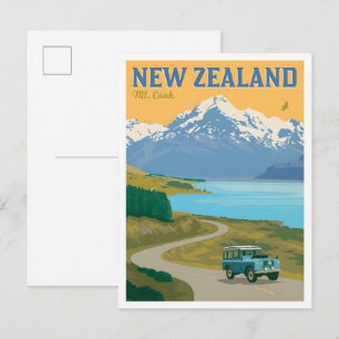 Mt Cook Nieuw-Zeeland Reisreclame Vintage Briefkaart
