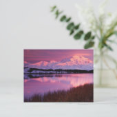 Mt. Denali bij zonsondergang vanuit Reflection Pon Briefkaart (Staand voorkant)