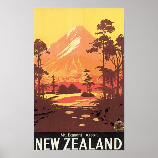 Mt Egmont New Zealand Travel Poster (Voorkant)