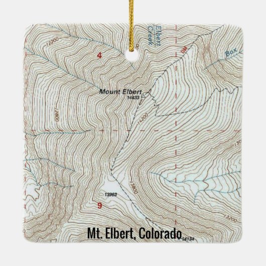 Mt. Elbert CO Topo Map Keramisch Ornament (Achterkant)