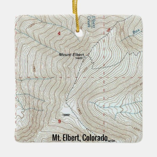 Mt. Elbert CO Topo Map Keramisch Ornament (Voorkant)