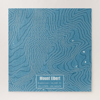 Mt Elbert Topographic Map - blauw Legpuzzel