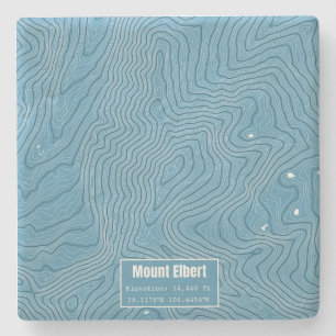 Mt Elbert Topographic Map - blauw Stenen Onderzetter