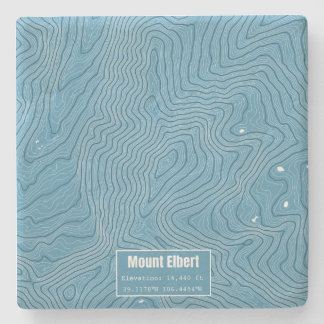 Mt Elbert Topographic Map - blauw Stenen Onderzetter