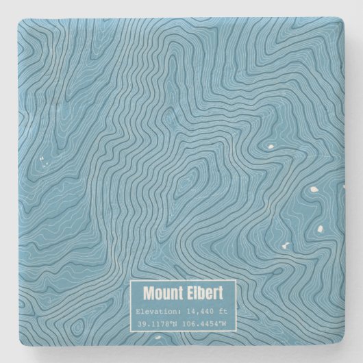 Mt Elbert Topographic Map - blauw Stenen Onderzetter (Voorkant)