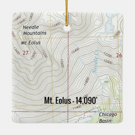 Mt. Eolus Colorado Fourteener Topo Map Keramisch Ornament (Achterkant)