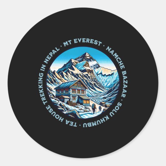 Mt Everest Namche Bazaar Tea House Trekking Nepal  Ronde Sticker (Voorkant)