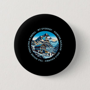 Mt Everest Namche Bazaar Theehuis Trekking Nepal  Ronde Button 5,7 Cm