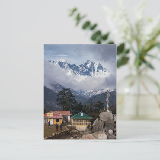 Mt Everest Peak uit Tengboche Himalayan Village Briefkaart (Staand voorkant)