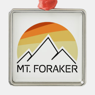 Mt. Foraker Alaska Retro Metalen Ornament