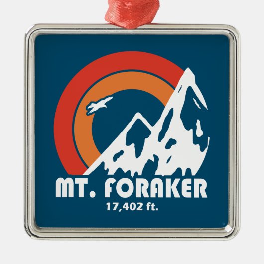 Mt. Foraker Alaska Sun Eagle Metalen Ornament (Voorkant)