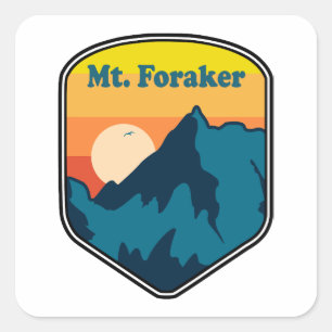 Mt. Foraker Alaska zonsopgang Vierkante Sticker