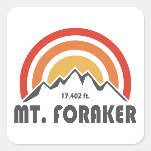 Mt. Foraker Vierkante Sticker (Voorkant)