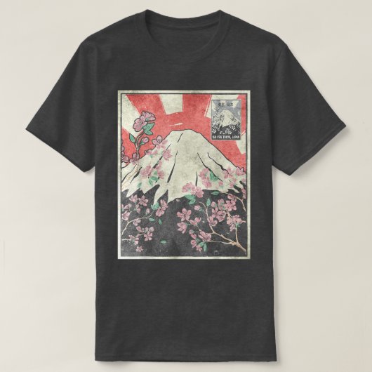 Mt Fuji Cherry Blossom Fujiyama Japans esthetisch T-shirt (Design voorkant)