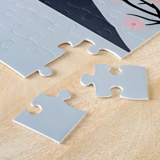 Mt. Fuji Cherry Blossom Minimalist Art Puzzle Legpuzzel (Zijkant)