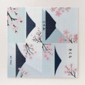 Mt. Fuji Cherry Blossom Minimalist Art Puzzle Legpuzzel (Horizontaal)