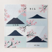 Mt. Fuji Cherry Blossom Minimalist Art Puzzle Legpuzzel (Verticaal)