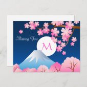 Mt Fuji Cherry Blossom Spring Japan Night Sakura Briefkaart (Voorkant / Achterkant)