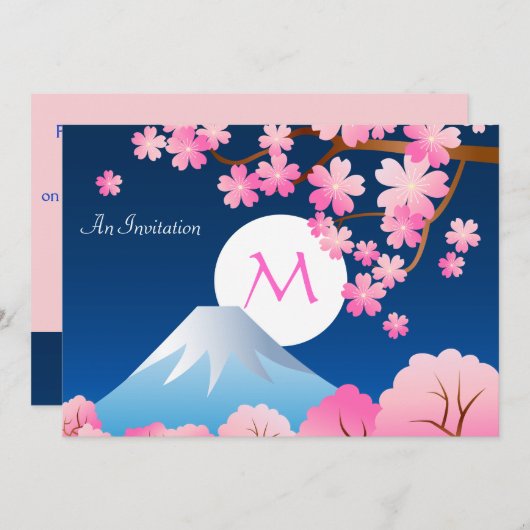Mt Fuji Cherry Blossom Spring Japan Night Sakura Kaart (Voorkant / Achterkant)