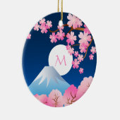 Mt Fuji Cherry Blossom Spring Japan Night Sakura Keramisch Ornament (Rechts)
