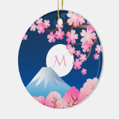 Mt Fuji Cherry Blossom Spring Japan Night Sakura Keramisch Ornament (Links)