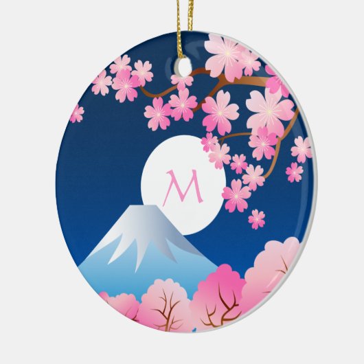 Mt Fuji Cherry Blossom Spring Japan Night Sakura Keramisch Ornament (Links)