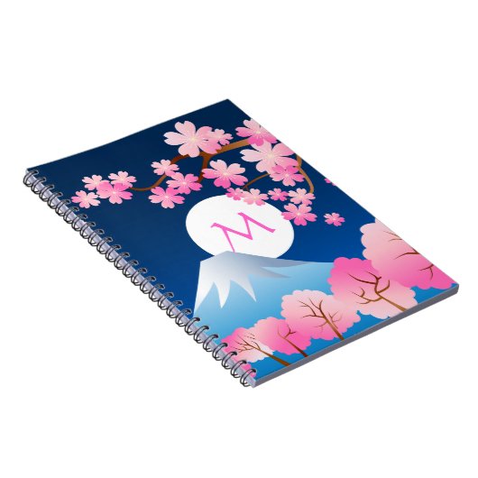 Mt Fuji Cherry Blossom Spring Japan Night Sakura Notitieboek (Rechterzijde)