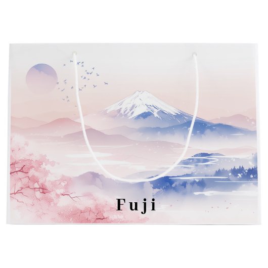 Mt. Fuji & Cherry Blossoms Elegant Groot Cadeauzakje (Voorkant)