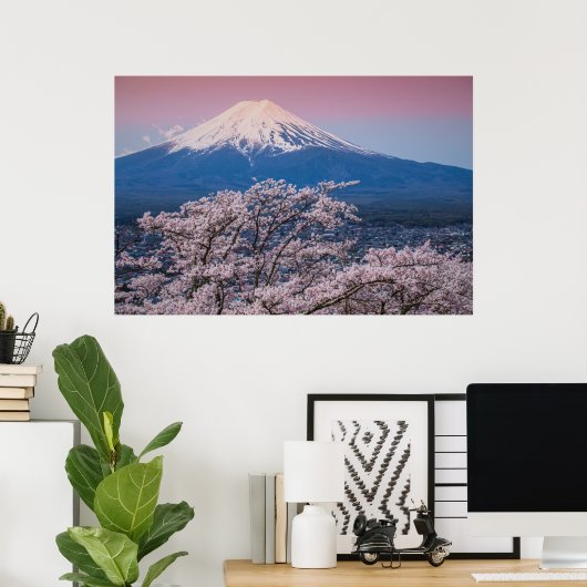 Mt Fuji en Cherry Blossom Poster (Thuiskantoor)