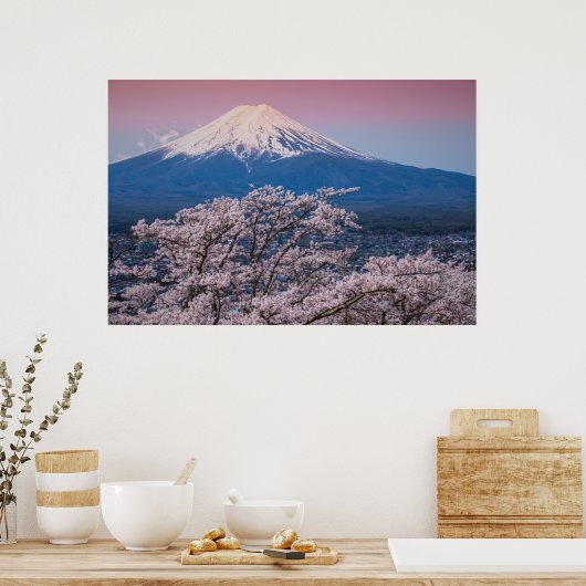 Mt Fuji en Cherry Blossom Poster (Keuken)