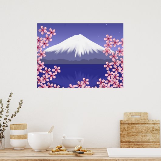 Mt. Fuji en Sakura Blossom Poster (Keuken)