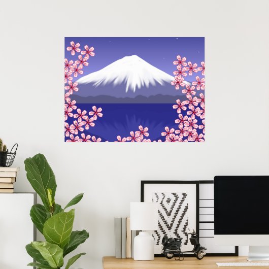 Mt. Fuji en Sakura Blossom Poster (Thuiskantoor)