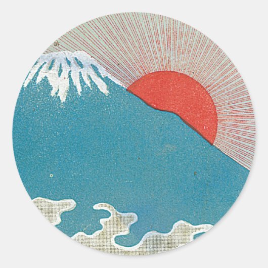 Mt. Fuji en Sun  Japans Silk Label (Voorkant)