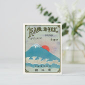 MT Fuji en Sun  Japans zijde Label Briefkaart (Staand voorkant)
