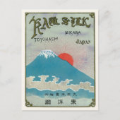MT Fuji en Sun Japans zijde Label Briefkaart (Voorkant)
