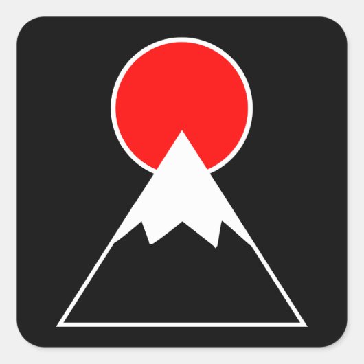 Mt. Fuji geïnspireerd Vierkante Sticker (Voorkant)