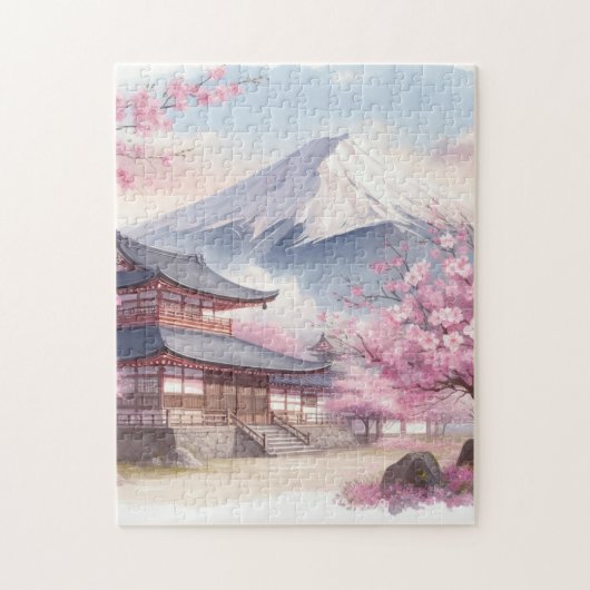 Mt. Fuji in Bloom – Sakura Puzzle Legpuzzel (Verticaal)