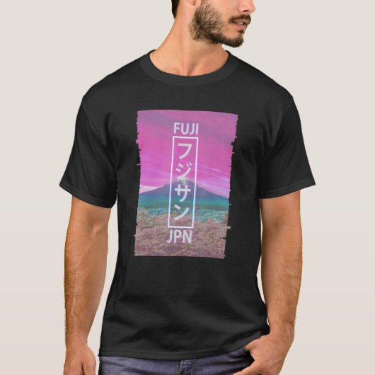 Mt Fuji Japan Glitch Japanse aporgolf esthetisch T-shirt (Voorkant)