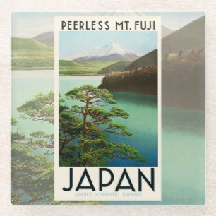 Mt Fuji Japan Travel Poster  kunst Glazen Onderzetter