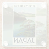 Mt Fuji Japan Travel Poster  kunst Glazen Onderzetter (Achterkant)