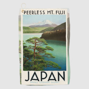 Mt Fuji Japan Travel Poster  kunst Golfhanddoek
