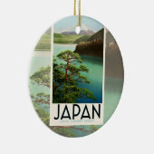 Mt Fuji Japan Travel Poster  kunst Keramisch Ornament (Rechts)